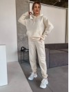 Жіночий спортивний костюм на флісi з капюшоном молочного кольору 35770