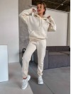 Жіночий спортивний костюм на флісi з капюшоном молочного кольору 35770