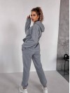Женский спортивный костюм флисе с капюшоном серого цвета 35763