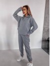 Женский спортивный костюм флисе с капюшоном серого цвета 35763