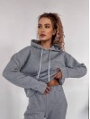 Женский спортивный костюм флисе с капюшоном серого цвета 35763
