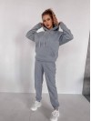 Женский спортивный костюм флисе с капюшоном серого цвета 35763