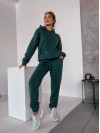 Жіночий спортивний костюм на флісi з капюшоном зеленого кольору 35764