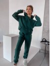Жіночий спортивний костюм на флісi з капюшоном зеленого кольору 35764