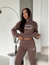 Жіночий спортивний костюм на флiсi з написом кавового кольору 35457