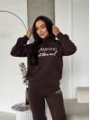 Жіночий спортивний костюм на флiсi з написом коричневого кольору 35454