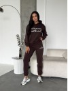 Жіночий спортивний костюм на флiсi з написом коричневого кольору 35454