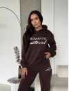Жіночий спортивний костюм на флiсi з написом коричневого кольору 35454