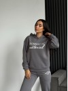 Женский спортивный костюм на флисе с надписью серого цвета 35455