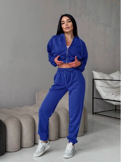 Жіночий спортивний костюм на змійці синього кольору 34462