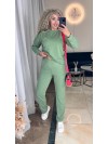 Жіночий спортивний костюм оливкового кольору 34106