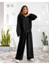 Женский спортивный костюм с капюшоном черного цвета 34746