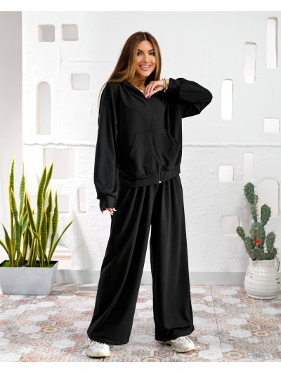 Женский спортивный костюм с капюшоном черного цвета 34746