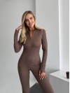 Жiночий стрейчевий комбінезон кавового кольору 34888