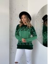 Жіночий светр з квітковим орнаментом зеленого кольору 34076