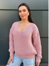Жіночий светр з з вирізом рожевого кольору 34425