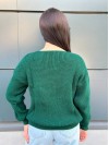 Жіночий светр з з вирізом смарагдового кольору 34421