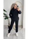 Женский теплый костюм с капюшоном черного цвета 34961