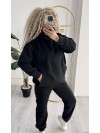 Женский теплый костюм с капюшоном черного цвета 34961