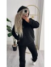 Женский теплый костюм с капюшоном черного цвета 34961