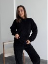 Жіночий теплий домашній костюм чорного кольору  35727