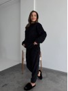 Жіночий теплий домашній костюм чорного кольору  35727