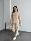 Жіночий теплий домашній костюм бежевого кольору  35726