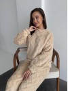 Жіночий теплий домашній костюм бежевого кольору  35726