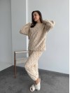 Жіночий теплий домашній костюм бежевого кольору  35726
