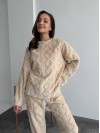 Жіночий теплий домашній костюм бежевого кольору  35726