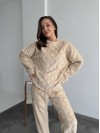 Жіночий теплий домашній костюм бежевого кольору  35726