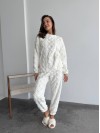Жіночий теплий домашній костюм молочного кольору  35728