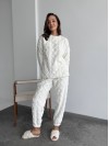Жіночий теплий домашній костюм молочного кольору  35728