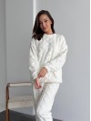 Жіночий теплий домашній костюм молочного кольору  35728