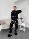 Жіночий теплий домашній костюм в сердце чорного кольору  35915
