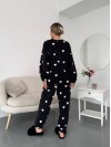 Жіночий теплий домашній костюм в сердце чорного кольору  35915