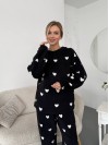 Жіночий теплий домашній костюм в сердце чорного кольору  35915