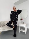 Жіночий теплий домашній костюм в сердце чорного кольору  35915