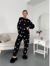 Жіночий теплий домашній костюм в сердце чорного кольору  35915
