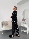 Жіночий теплий домашній костюм в сердце чорного кольору  35915