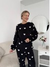 Жіночий теплий домашній костюм в сердце чорного кольору  35915