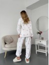 Жіночий теплий домашній костюм в сердце молочного кольору  35914