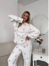Жіночий теплий домашній костюм в сердце молочного кольору  35914