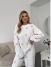Жіночий теплий домашній костюм в сердце молочного кольору  35914