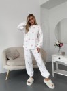Жіночий теплий домашній костюм в сердце молочного кольору  35914