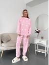 Жіночий теплий домашній костюм в сердце рожевого кольору  35917