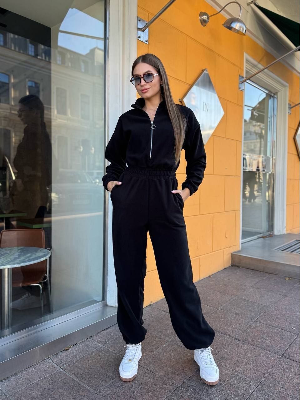 Жiночий теплий комбінезон iз флiса чорного кольору 35664