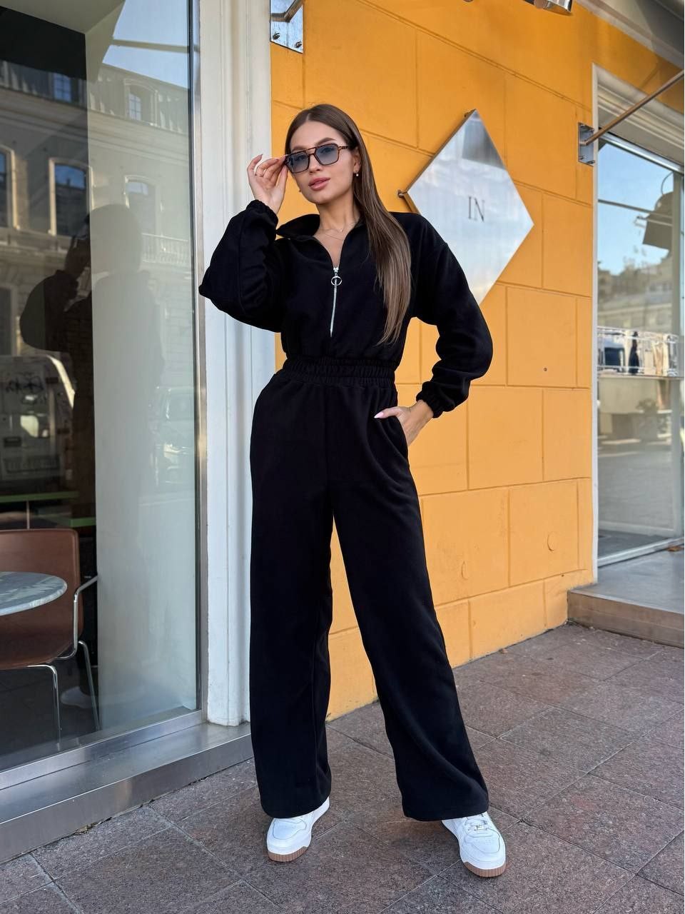 Жiночий теплий комбінезон iз флiса чорного кольору 35664