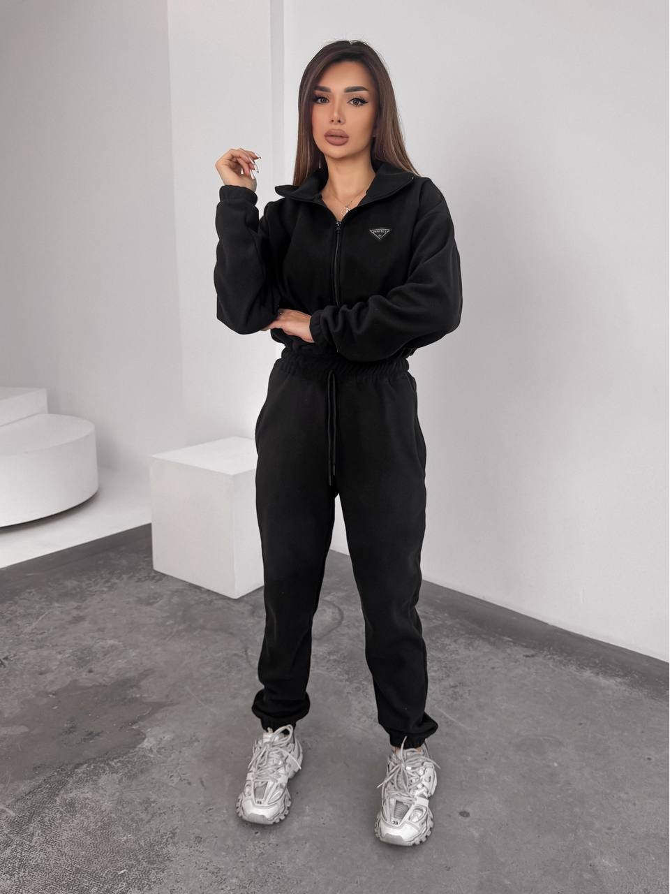 Жiночий теплий комбінезон iз флiса чорного кольору 35888