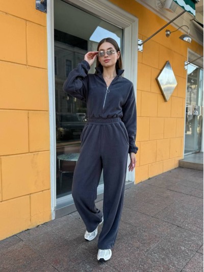 Жiночий теплий комбінезон iз флiса графiтового кольору 35668